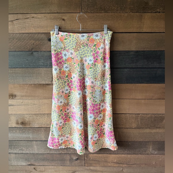 Vintage Floral Midi Skirt Cottagecore Y2K Pastel Spring Garden Skirt - Picture 2 of 11